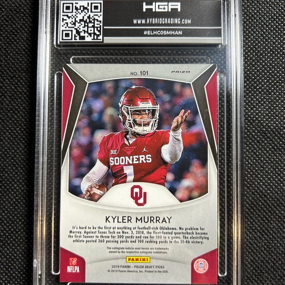 2019 Prizm Draft Picks Kyler Murray Blue Prizm Rookie RC #101 HGA 9.5 Gem Mint - Picture 2 of 2